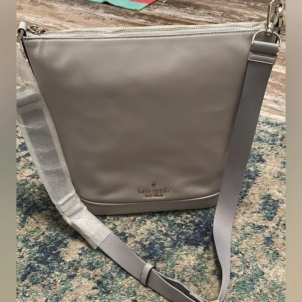 NWT Kate Spade Chelsea Nylon Crossbody In Platinum Grey